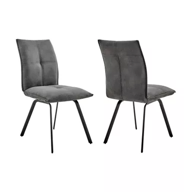 image of Rylee Dining Room Accent Chair in Charcoal Fabric and Black Finish - Set of 2 with sku:lcrysicha-armen