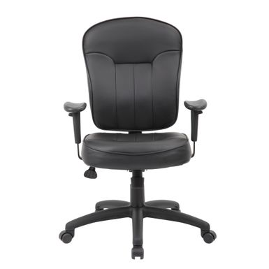 Rent to own Boss Black Leather Task Chair W/ Adjustable Arms - Black - FlexShopper