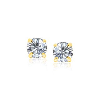 image of 14k Yellow Gold Stud Earrings with White Hue Faceted Cubic Zirconia with sku:27246-rcj