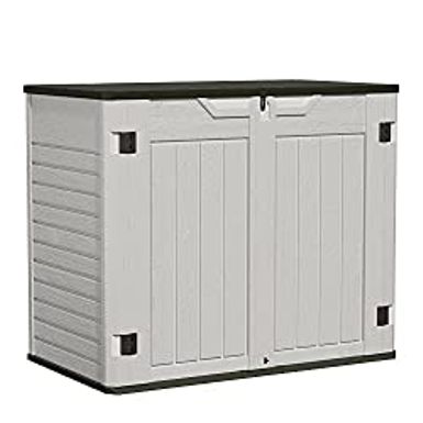 image of Greesum Outdoor Horizontal Resin Storage Sheds 34 Cu. Ft. Weather Resistant Resin Tool Shed, Extra Large Capacity Weather Resistant Box for Bike, Garbage Cans, Lawnmowe, Without Divider, Grey with sku:b0bwmztvv2-amazon