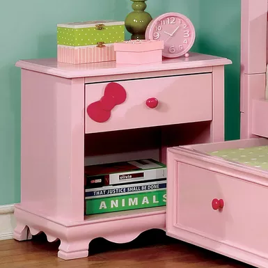 image of Transitional Wood 1-Drawer Nightstand in Pink with sku:idf-7159pk-n-foa