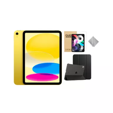image of Apple 10th Gen 10.9-Inch iPad (Latest Model) with Wi-Fi - 64GB - Yellow With Black Case Bundle with sku:mpq23blk-streamline