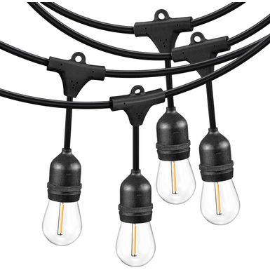 image of Insignia™ - 48 Ft. Outdoor String Lights - White with sku:bb21980124-6493604-bestbuy-insignia
