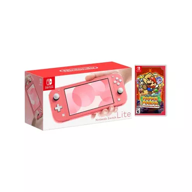 Nintendo Switch Lite Coral + Paper Mario: The Thousand-Year Door Bundle