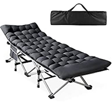 image of Slendor Folding Camping Cot for Adults Portable Outdoor Bed Heavy Duty Sleeping Cots for Camp with Pillow and Carry Bag, 1200D Double Layer Oxford, 500 LBS(Max Load) with sku:b09xht26nw-amazon
