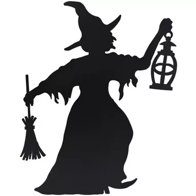 40-In. Wicked Witch Black Iron Halloween Silhouette with Ground Stakes and Easel for Lawn, Garden, Porch and Foyer