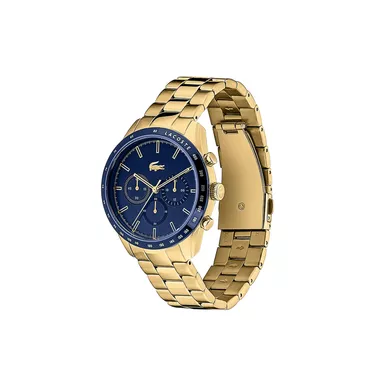 Lacoste - Mens Boston Chronograph Gold-Tone Stainless Steel Watch Navy Dial