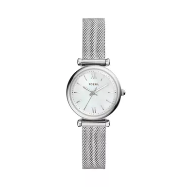 Fossil - Ladies Carlie Mini Stainless Steel Mesh Watch Mother-of-Pearl Dial