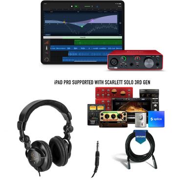 Focusrite Scarlett Solo 3rd Gen USB Interface with Software Suite, Bundle with Nady QH-200 Stereo Headphones