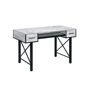 ACME Settea Computer Desk, Antique White & Black Finish