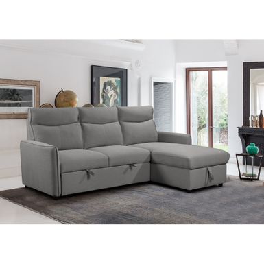 Abbyson Harper Stain-Resistant Fabric Reversible Storage Sectional with Pullout Bed - Teal
