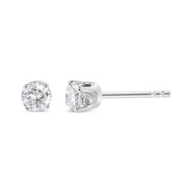 14K White Gold 1/3ct TDW Diamond Solitaire Stud Earrings (I-J, I1-I2)