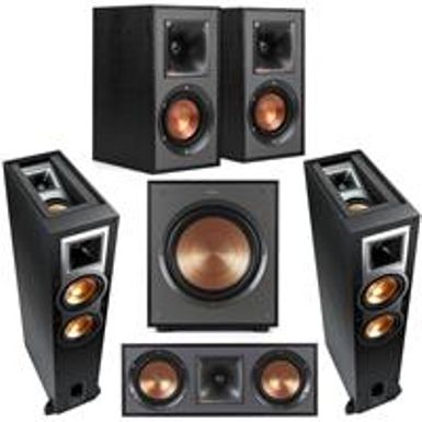 image of Klipsch Reference R-26FA 5.1 Home Theater Pack, Brushed Black Polymer Veneer with sku:kpr26fada-adorama