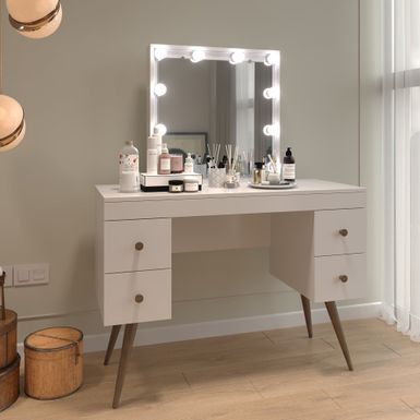 Rent To Own Boahaus Juno Dressing Table, Light Bulbs - White - Flexshopper