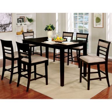 image of Oliver & James Miltos 7-piece Counter Height Upholstered Dining Set - Grey with sku:w4sthswlbilouz4nds7ligstd8mu7mbs-overstock