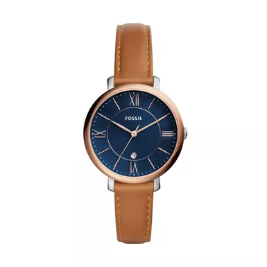 Fossil - Ladies Jacqueline Brown Leather Stap Watch Blue Dial