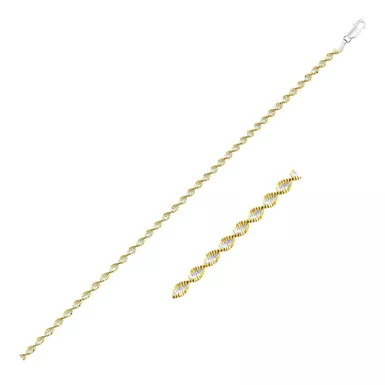 image of Sterling Silver Yellow Toned Twisted Chain Anklet (9 Inch) with sku:d7805606-9-rcj