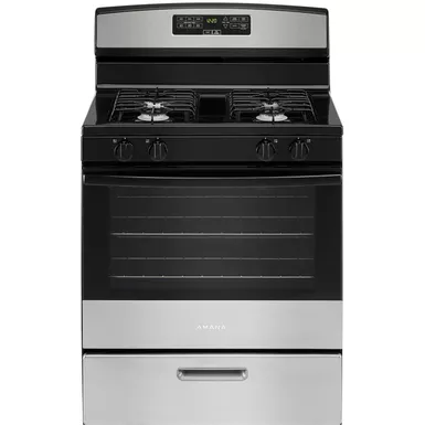 image of Amana - 5.1 Cu. Ft. Freestanding Gas Range with Bake Assist Temps - Stainless Steel with sku:bb22020286-bestbuy