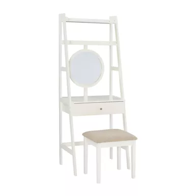 image of Lenton Leaning Vanity With Stool White with sku:lfxs2061-linon