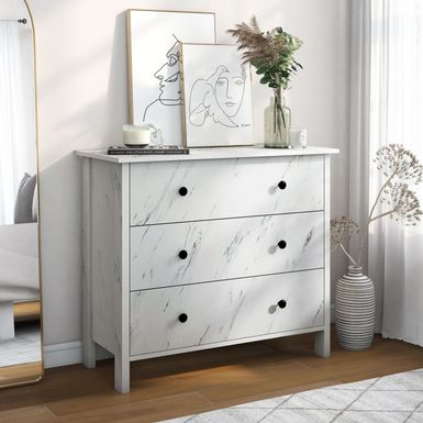 image of DH BASIC Transitional 34-inch Wide 3-Drawer Neutral Youth Dresser by Denhour - White Marble with sku:1rf-soypn_mmciv-5mdslwstd8mu7mbs-overstock