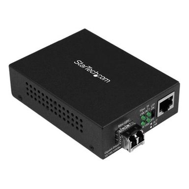 image of StarTech Compact Gigabit Ethernet Fiber Media Converter with RJ-45 to Fiber Optic LC Duplex Female Connectors, Brown with sku:stcm1110mmlc-adorama