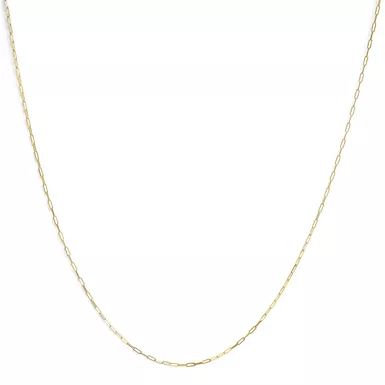 Unisex Solid 14K Yellow Gold 1.5mm Paperclip Chain Necklace - 18 Inches