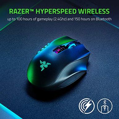 Razer Naga Pro Wireless Gaming Mouse: Interchangeable Side Plate w/ 2, 6, 12 Button Configurations - Focus+ 20K DPI Optical Sensor -...