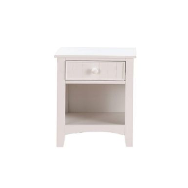 image of Wooden Nightstand With One Drawer In White Finish - White - 1-drawer with sku:ftzui2qrjxjssffhsohgaastd8mu7mbs-overstock