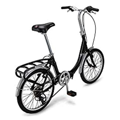 Schwinn Loop Adult Folding Bike, 20-inch Wheels, 7-Speed Drivetrain, Rear Carry Rack, Carrying Bag, Multiple Colors Black adult 7-speed