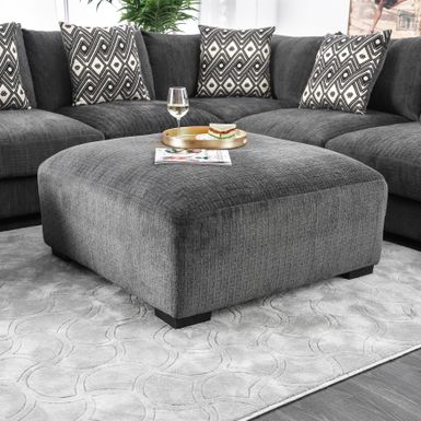 image of Furniture of America Cleo Square Grey Ottoman - Grey - MDF/Fabric/Wood - Solid with sku:cd3af-qhro7z3blekklffqstd8mu7mbs-fur-ovr