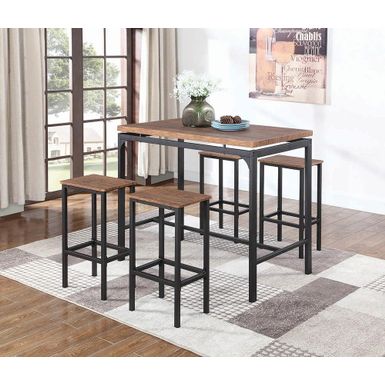 image of 5-piece Bar Set Weathered Chestnut and Black with sku:182002-coaster
