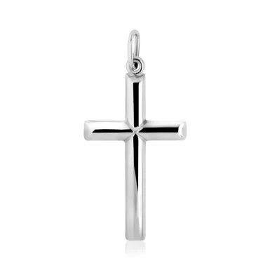image of Sterling Silver Polished Bar Cross Pendant with sku:d93963056-rcj