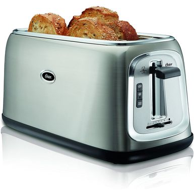 image of Oster 4 Slice Stainless Steel Toaster with Extra Long, Wider Slots - Stainless Steel with sku:m4ij9xvlog3xfcjprmkpggstd8mu7mbs--ovr