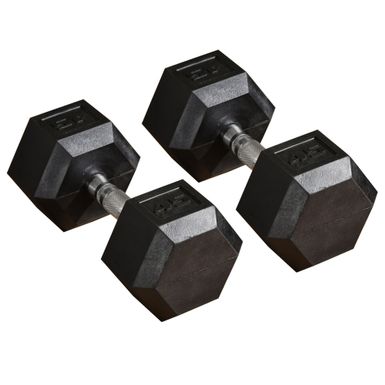 Soozier 90lbs Rubber Dumbbells Weight Set 45lbs/Single Dumbbell Hand Weight Barbell for Body Fitness Training for Home Office - Black