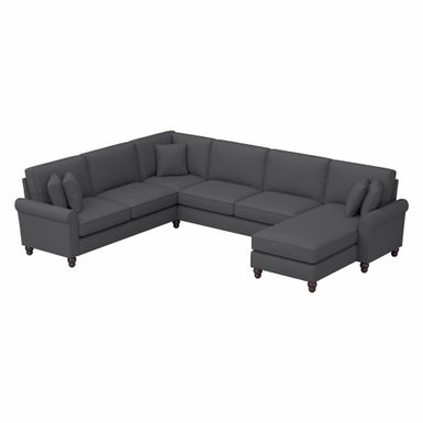 Hudson U Shaped Couch with Reversible Chaise Lounge by Bush Furniture - Cream Herringbone