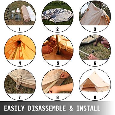 Happybuy Yurt Tent 19.7ft /6m Cotton Canvas Tent with Wall Stove Jacket Glamping Tent Waterproof Bell Tent for Family Camping Outdoor...