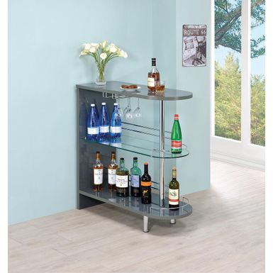 image of 3-tier Bar Table Glossy Grey and Clear with sku:101073-coaster