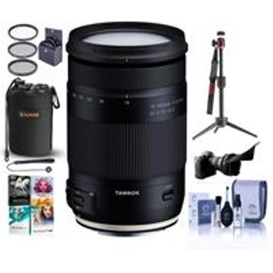 image of Tamron 18-400mm f/3.5-6.3 Di II VC HLD Lens for Canon EF - Bundle With Flex Lens Shade, Table Top Tripod, Lens Pouch, 72mm Filter Kit, Cleaning Kit, Capleash, Software Package with sku:tm18400eosb-adorama
