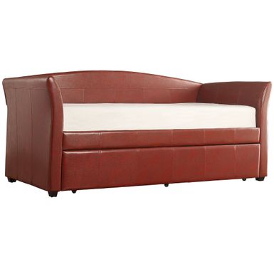Deco Faux Leather Daybed and Trundle by iNSPIRE Q Bold - Wine Red with Trundle