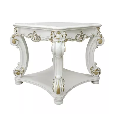 image of ACME Vendome End Table, Antique Pearl Finish with sku:lv01328-acmefurniture