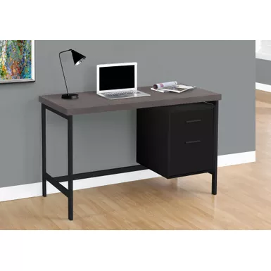 Computer Desk/ Home Office/ Laptop/ Left/ Right Set-up/ Storage Drawers/ 48"L/ Work/ Metal/ Laminate/ Black/ Grey/ Contemporary/ Modern