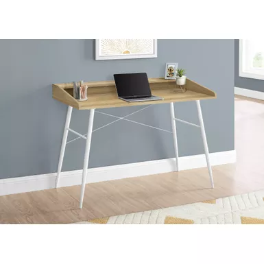 Computer Desk/ Home Office/ Laptop/ Storage Shelves/ 48"L/ Work/ Metal/ Laminate/ Natural/ White/ Contemporary/ Modern