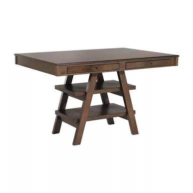 image of Dewey 2-drawer Counter Height Table with Open Shelves Walnut with sku:115208-coaster