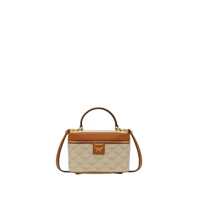 MCM Lauretos Coated Canvas Crossbody (Small, Oatmeal)