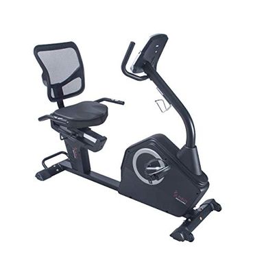image of Sunny Health & Fitness Magnetic Recumbent Exercise Bike with Large Soft Comfort Seat with Mesh Back, 12 Preset or Custom Workouts and Advanced Performance Monitor - SF-RB4850 with sku:b07wh44173-amazon