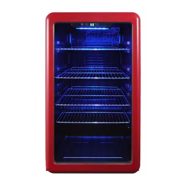 image of Magic Chef 3.4cu. ft. Red Retro Beverage Cooler with sku:mcb34chr-magicchef