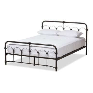 Contemporary Antique Bronze Finished Metal Platform Bed by Baxton Studio - Full Size
