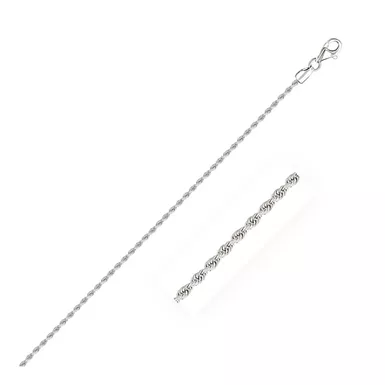 2.0mm 14k White Gold Solid Diamond Cut Rope Chain (20 Inch)