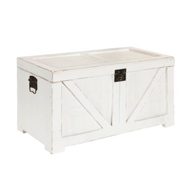 image of Kate and Laurel Cates Wood Trunk - White - White with sku:fs5ptnq6aqxblc20jos5hwstd8mu7mbs-uni-ovr