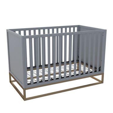 image of Little Seeds Haven 3 in 1 Convertible Wood Crib with Metal Base - Grey/Gold with sku:e5jzdbstwi1aeinz2fvybqstd8mu7mbs-dor-ovr